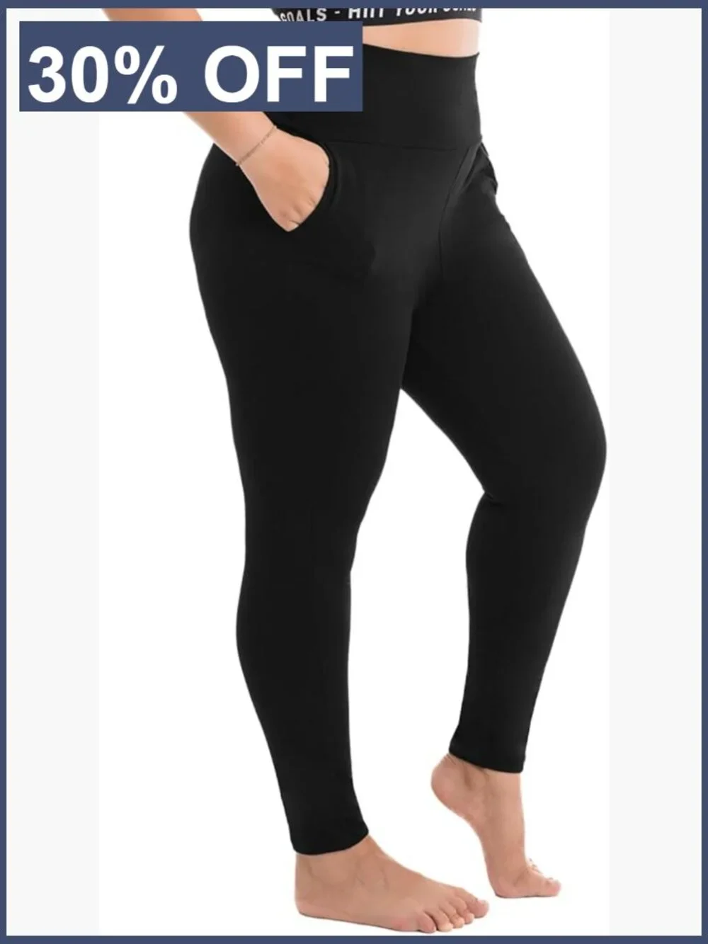 Plus Size High Waist Leggings with Pockets Tummy Control
